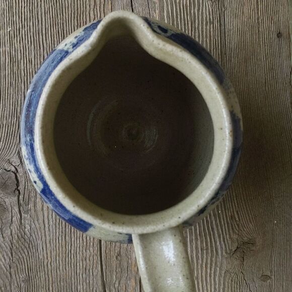 Pottery pitcher blue handcrafted - Picture 6 of 9